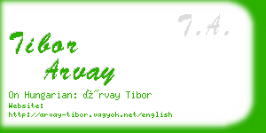 tibor arvay business card